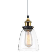 Zwis FRANCIS  MDM-2563/1 GD+CL Italux ponadczasowy RETRO CZARNO / ZŁOTY KORPUS TRANSPARENTNY KLOSZ E27