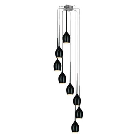 Lampa wisząca Izza 8 Shiny Black AZzardo MD1288A-8BL A Z0159 klosze w kształcie kielichów nowoczesny