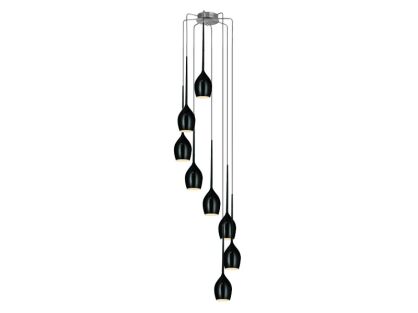 Lampa wisząca Izza 8 Shiny Black AZzardo MD1288A-8BL A Z0159 klosze w kształcie kielichów nowoczesny