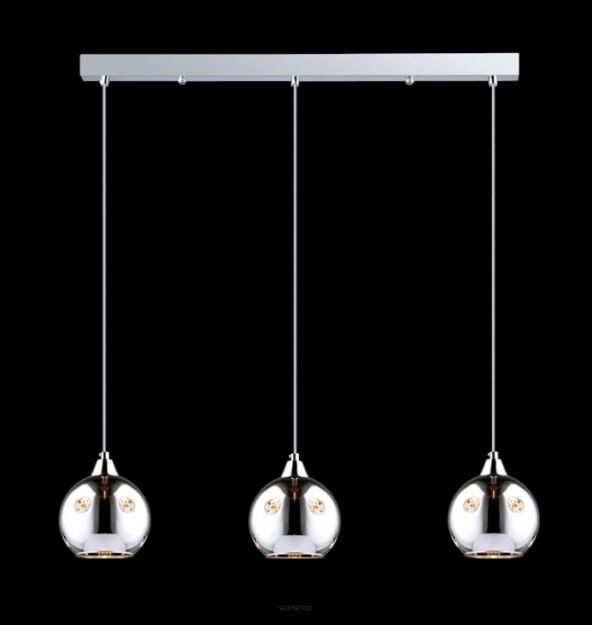 Lampa wisząca Martin MDM1671/3 Italux styl nowoczesny lampa ma kolor chromu klosze są kuliste podsufitka na listwie