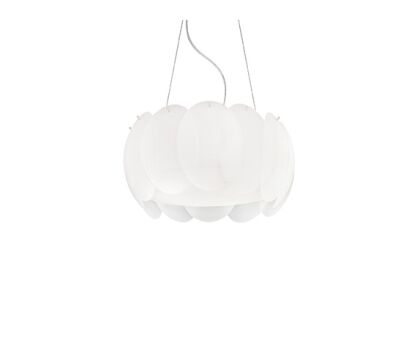 Lampa wisząca Ovalino SP5 074139 NOWOCZESNY IP20 SZKŁO Ideal Lux biała oprawa w stylu design