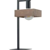 Lampa stołowa ROBIN 50251 Sigma czarna z drewnianym kloszem
