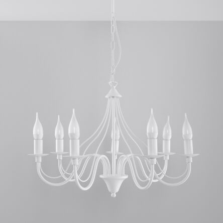 Lampa Wisząca Świece Żyrandol MINERWA 7 Biały SL.215 styl pałacowy