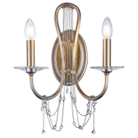Kinkiet  Madrid - W02189CP -   cosmolight  W stylu pałacowym Korpus z polerowanego chromu połaczony z kryształowymi kapieniami i łańczuszkami