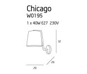 Kinkiet CHICAGO CR W0195 Maxlight  Maxlight abażur z tkaniny w kolorze białym chromowana podstawa - 2