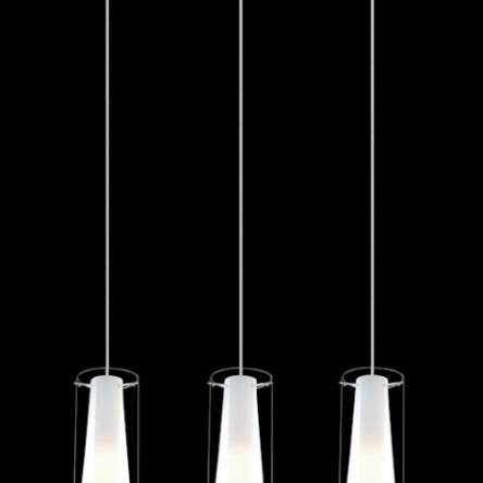 Lampa wisząca Carole MDM-1668/3B Italux   nowoczesna lampa wykończenie w kolorze chromu klosze w kształcie tub ze szkła transparentnego  wewnatrz mleczne stożki