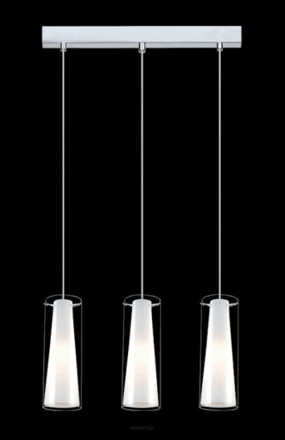 Lampa wisząca Carole MDM-1668/3B Italux   nowoczesna lampa wykończenie w kolorze chromu klosze w kształcie tub ze szkła transparentnego  wewnatrz mleczne stożki