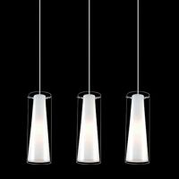 Lampa wisząca Carole MDM-1668/3B Italux   nowoczesna lampa wykończenie w kolorze chromu klosze w kształcie tub ze szkła transparentnego  wewnatrz mleczne stożki