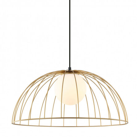 Lampa wisząca LOUIS MDM-3761/1L GD Italux Biała kula pod drucianą kopułą