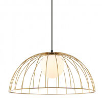Lampa wisząca LOUIS MDM-3761/1L GD Italux Biała kula pod drucianą kopułą