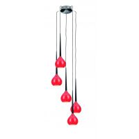 Lampa wisząca Aga 5 Azzardo Red AZzardo MD1289-5 rd AZ1072  czerowna nowoczesna opływowy kształt 5 kloszy