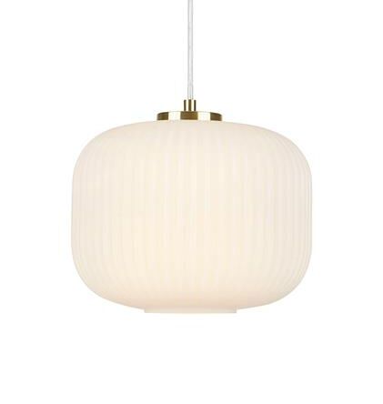 Lampa wisząca SOBER 107918 Markslojd Karbowany biały klosz mosiężna podstawa 