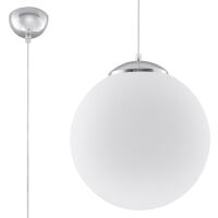 Lampa wisząca UGO 20 Mleczna szklana kula SL.0263 nowoczesna klosz z białego szkła metalowe elementy w kolorze srebrnym