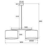 Lampa wisząca KARIN 899 Argon 2 czarno- złote abażury  - 2