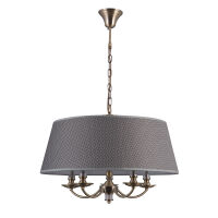 Lampa wisząca ZANOBI PND-43272-5A Italux GUSTOWNY ABAŻUR O ŚR. 60 CM PODSTAWA W KOLORZE ANTYCZNEGO BRĄZU