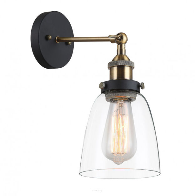 Kinkiet FRANCIS  MBM-2563/1 GD+CL Italux GLAMOUR RETRO CZARNO / ZŁOTY KORPUS TRANSPARENTNY KLOSZ