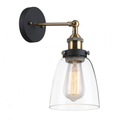 Kinkiet FRANCIS  MBM-2563/1 GD+CL Italux GLAMOUR RETRO CZARNO / ZŁOTY KORPUS TRANSPARENTNY KLOSZ