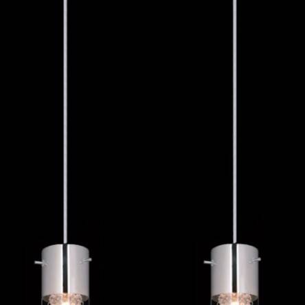 Lampa wisząca Marqu MDM1636/2A Italux  nowoczesna lampa wykończenie w kolorze chromu klosz w kształcie tuby transparentny wewnątrz zwisające kryształki podsufitka na listwie