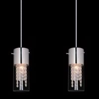 Lampa wisząca Marqu MDM1636/2A Italux  nowoczesna lampa wykończenie w kolorze chromu klosz w kształcie tuby transparentny wewnątrz zwisające kryształki podsufitka na listwie