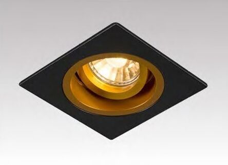 LAMPA SUFITOWA WPUSZCZANA  ZUMA LINE CHUCK DL SQUARE BK/GO Z ALUMINIUM MA KOLOR CZARNY GU10 KWADRAT  PIERŚCIEŃ ZŁOTY