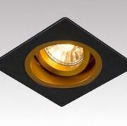 LAMPA SUFITOWA WPUSZCZANA  ZUMA LINE CHUCK DL SQUARE BK/GO Z ALUMINIUM MA KOLOR CZARNY GU10 KWADRAT  PIERŚCIEŃ ZŁOTY