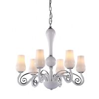 Klasyczna lampa wisząca Lybra MD10904-6A   Italux z białego szkła i stopu metali