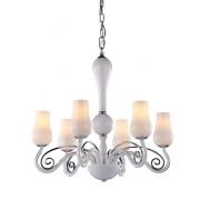 Klasyczna lampa wisząca Lybra MD10904-6A   Italux z białego szkła i stopu metali