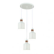 Lampa wisząca Restenza PND-2439-3-WH  Italux  3 ZWISY NA OKRĄGŁEJ PODSUFITCE BIAŁE AŻUROWE TUBY E27 designerska 