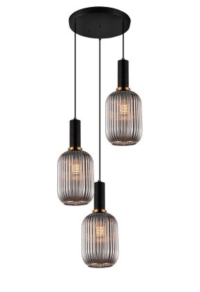 Lampa wisząca RICO LDP 1218-3-RD (GR+BK) Lumina Deco INDUSTRIALNA