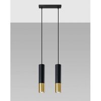 Lampa wisząca LOOPEZ SL.0953 Sollux tuba 2xGU10 czarna złota