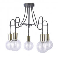 Lampa sufitowa plafon Gianni  MX16096-5A Italux w surowym stylu industrialnym metalowe elementy mają czarne wykończenie z dodatkami antycznego brązu 