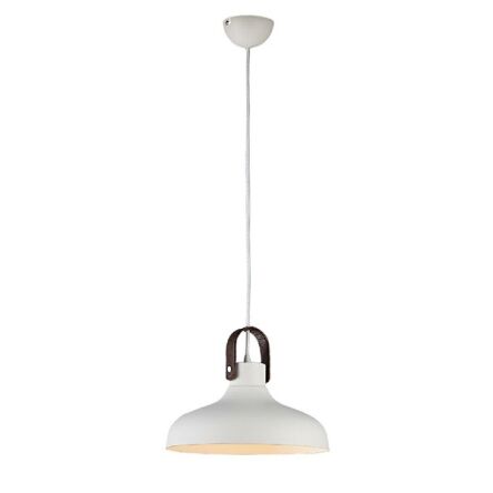 Lampa wisząca Tessio 30 AZzardo AZ1289  z metalu oraz skóry, klosz ma kolor biały nowoczesna