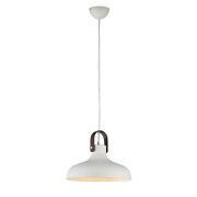 Lampa wisząca Tessio 30 AZzardo AZ1289  z metalu oraz skóry, klosz ma kolor biały nowoczesna
