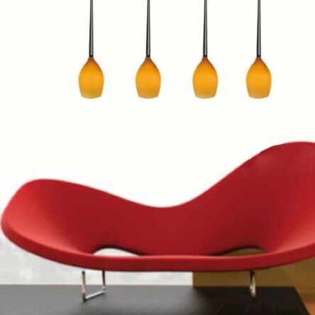 Lampa wisząca Izza 4 amber AZzardo MD1288B-4SO AZ1227 bursztynowe szklane klosze nowoczesna