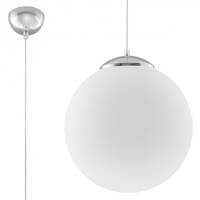 Lampa Wisząca Biała Kula UGO 40 LED SL.0265 nowoczesna klosz z białego szkła w kształcie kuli metalowe elementy w kolorze srebrnym