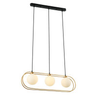Lampa wisząca Grosetta PND-53423-3-GD Italux trzy kule umieszczone w podwójnej złotej eliptycznej ramce