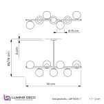 Lampa wisząca FREDICA LDP 6030-7 (MD) Lumina Deco MOSIĘŻNA podstawa białe klosze - 2