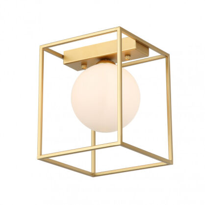 Lampa sufitowa MEDIAMO MXM-4582/1 GD Italux MODNY ZŁOTY KOLOR SZKLANY KLOSZ UMIESZCZONY W "KLATCE"