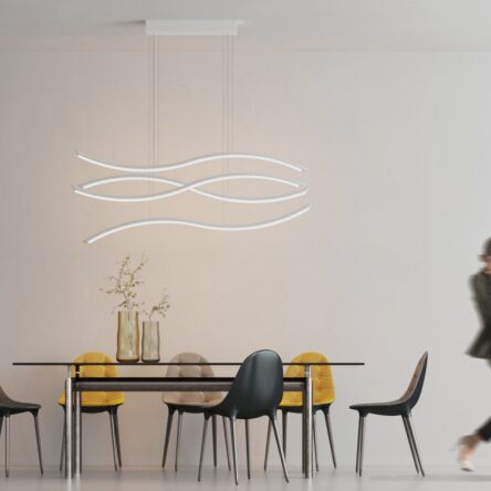 Lampa wisząca WAVES AZ2913 nowoczesny styl kolor baiały aluminiowa 4 ledowe fale