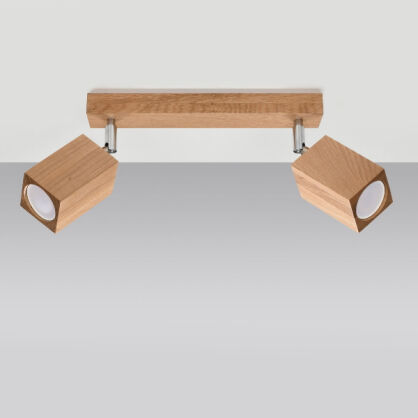 Lampa sufitowa KEKE 2 DĄB SL.1036 SOLLUX LIGHTING LISTWA DREWNIANA 2 REFLEKTORKI