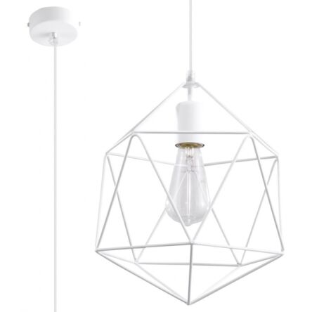 Loftowa Nowoczesna Lampa wisząca  Gaspare biała SL.0290 klosz z metalu druciasty