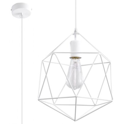 Loftowa Nowoczesna Lampa wisząca  Gaspare biała SL.0290 klosz z metalu druciasty