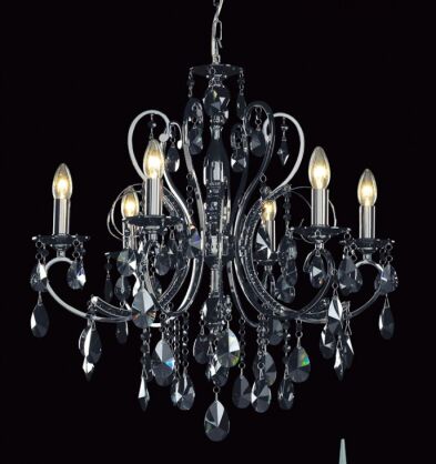 Żyrandol Barocco Chrome MD72709-6B Italux  czarna kryształki styl pałacowy elagancki