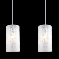 Lampa wisząca Valve MDM1672/2 Italux nowoczesna lampa wykończenie w kolorze chromu klosze w kształcie tub ze szkła z dekoracyjnym motywem kwiatowym