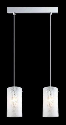 Lampa wisząca Valve MDM1672/2 Italux nowoczesna lampa wykończenie w kolorze chromu klosze w kształcie tub ze szkła z dekoracyjnym motywem kwiatowym