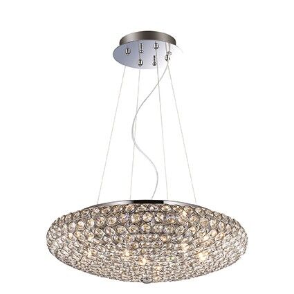 Lampa wisząca KING SP7 Ideal Lux  087979   klosz składający się z metalowych pierścieni wypełnionych kryształkami kolor chromu