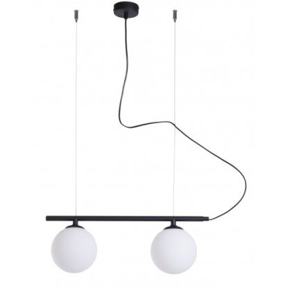 Lampa wisząca BERYL GLASS czarna 2 białe kule ALDEX 1006H1  