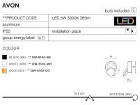 Lampa  AVON AZ2195 biały kinkiet, oświetlenie schodowe LED ruchome źródło światła - 4