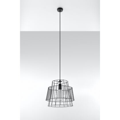 Lampa wisząca GATE CZARNA SL.0663 NOWOCZESNY DRUCIANY ABAŻUR SOLLUX 