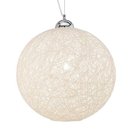 Lampa wisząca BASKET SP1 D40 JASNY/ BIAŁY Ideal Lux  metalowa chromowana rama  dyfuzor wykonany w kształcie koła w kolorze białym/jasnym